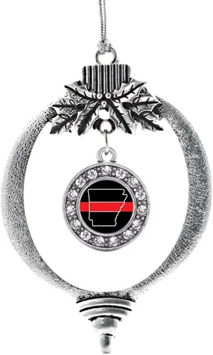 Miniatura 86 de Inspired Silver - Bonita bandera estadounidense - Adorno de Navidad plateado - Adorno de árbol de Navidad con dije circular con circonita cúbica