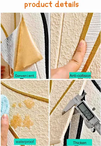 Miniatura 3 de 10 paneles de pared 3D para despegar y pegar, grueso diseño estéreo 3D anticolisión, autoadhesivo, impermeable, paneles de ladrillo sintético