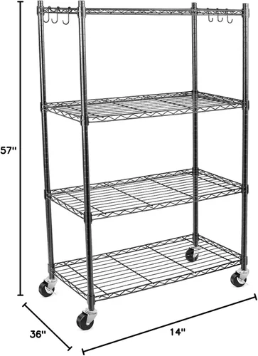 Miniatura 8 de WDT Unidades de almacenamiento de estanterías sobre ruedas, estante de metal resistente ajustable para almacenamiento de alambre para oficina