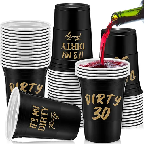 Miniatura 9 de Rtteri Paquete de 48 decoraciones de tazas de la muerte a mis 20 de 16 onzas Rip to My 20s Cups góticas, decoraciones de cumpleaños de 30