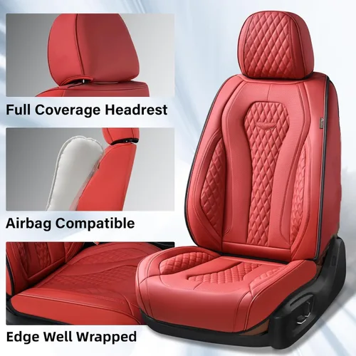 Miniatura 3 de Coverado Fundas de Asiento, Fundas de Asiento de Coche para Asientos Delanteros, Funda de Asiento de Coche Roja, Fundas de Asiento de Coche Rojo