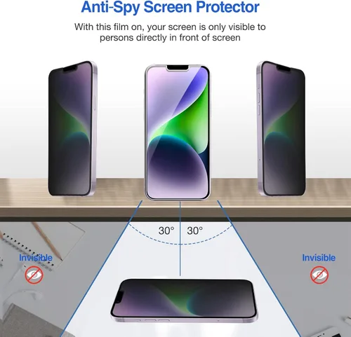 Miniatura 4 de ProCase Paquete de 2 protectores de pantalla de privacidad para iPhone 14 Plus iPhone 13 Pro Max, protector de pantalla de vidrio templado oscuro 9H