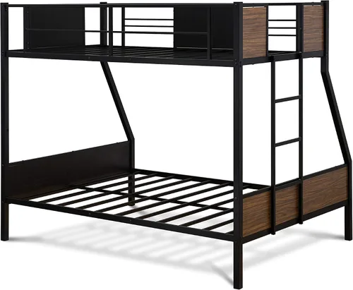 Miniatura 8 de East West Furniture JAFTBLK Jackson - Litera de tamaño matrimonial, dos camas divididas, una escalera con dos escalones y barandillas de protección