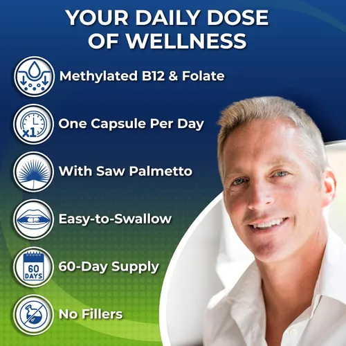 Miniatura 2 de Multivitamínico diario para hombres 50 Plus - Multivitamínico vegano metilado para hombres de 50 años o más - Saw Palmetto, Biotina, Superalimentos
