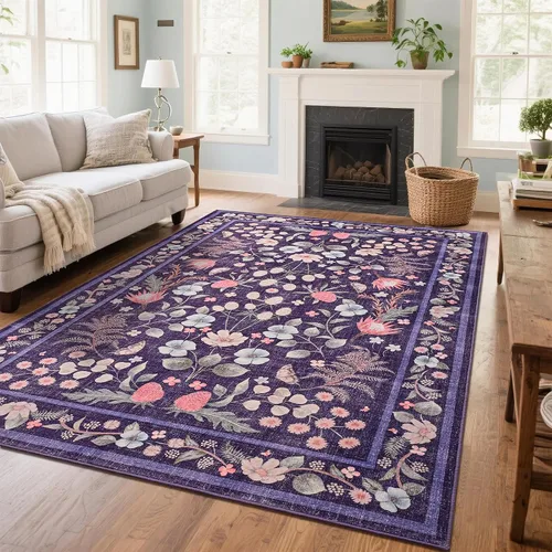 Miniatura 9 de Przemy Alfombra de Pasillo para Dormitorio, 2x6 pies Alfombra Lavable Antideslizante, Pequeña Alfombra Floral para Entrada, Pasillo, Cama de Niñas
