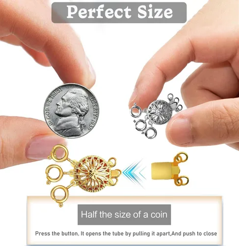 Miniatura 4 de Dailyacc Cierre de collar en capas para mujer, cierre de joyería deslizante de plata y oro de 14 quilates, conectores de pulsera