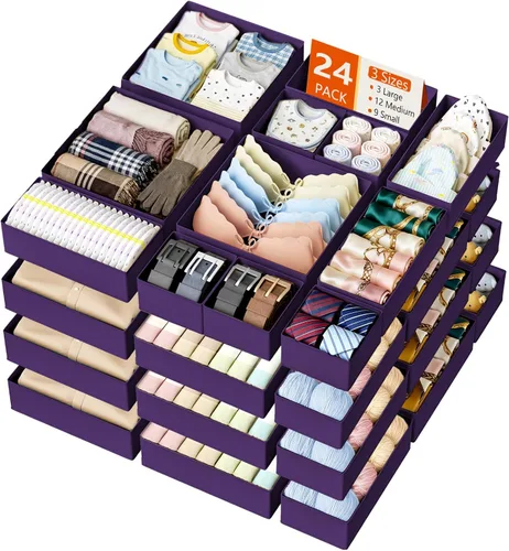 Miniatura 14 de DIMJ Organizador de cajones de ropa – Paquete de 20 contenedores organizadores de cajones de armario para almacenamiento de ropa de bebé, Rosa