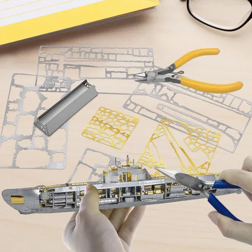 Miniatura 6 de Piececool Rompecabezas de metal 3D para adultos, kit de construcción de modelos de metal submarino militar para relajación del estrés, gran regalo