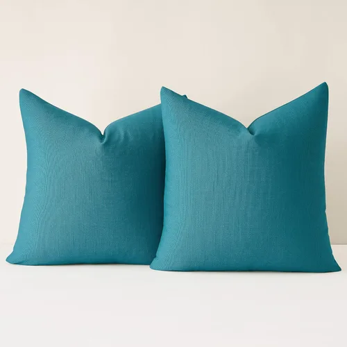 Miniatura 14 de Mixhug Juego de 2 fundas de almohada decorativas de lino para sofá y cama, cojín lumbar, color marrón claro, 12 x 20 pulgadas