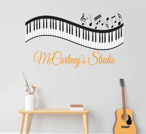 Miniatura 2 de Calcomanía de pared personalizada con notas musicales de piano, calcomanía de pared con notas musicales personalizadas, calcomanías murales