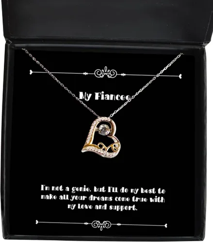 Best Fiancee Gifts, I'm not a Genie, but I'll do My Best to Make All Your Dreams, Holiday Love Dancing Necklace for Fiancee, Funny Love Necklace,