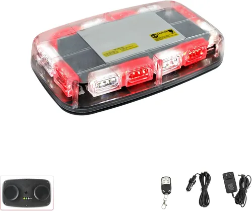 Miniatura 8 de Luz estroboscópica magnética de 48 LED, control remoto inalámbrico recargable, 17 modos de luz de baliza de techo, luces de seguridad