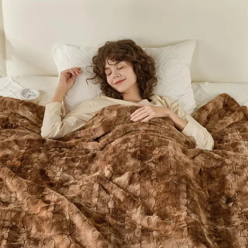 Miniatura 20 de Krifey Manta de piel sintética, manta suave, esponjosa y acogedora para sofá, manta de visón de lujo, manta cálida tipo throw para cama, regalos