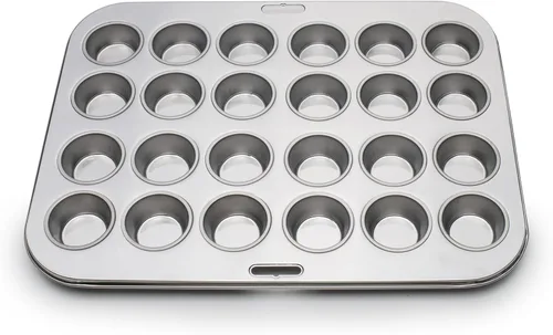 Miniatura 3 de Fox Run Mini molde para magdalenas, 24 tazas, de acero inoxidable, para 12 tazas, para magdalenas y magdalenas, 10.5 x 13.75 x 1.25 pulgadas