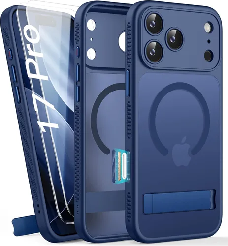Miniatura 11 de BXYJY Funda magnética para iPhone Air con soporte, compatible con MagSafe, botón de control de cámara, protección completa de la lente, caída