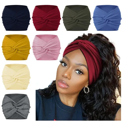 Miniatura 7 de AKTVSHOW Diademas tipo bandana de 7 pulgadas de ancho para mujer, diademas turbantes de cachemira de moda para cabello grueso, antideslizantes