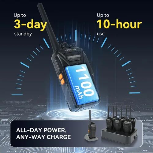 Miniatura 8 de Retevis Walkie Talkies RT27 para adultos, radios bidireccionales resistentes, manos libres VOX, alarma local, radio resistente de 2 vías