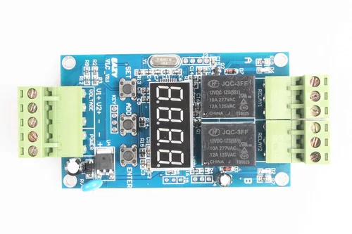 Miniatura 6 de NOYITO Módulo de relé de tiempo programable de 2 canales Relés duales activados a su vez o individualmente Placa de control de detección de voltaje