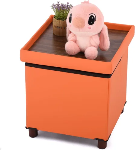 Miniatura 10 de Dorriss Banco otomano de almacenamiento para sala de estar, otomana de almacenamiento con bandeja, taburete para dormitorio, mesa de café, tapa