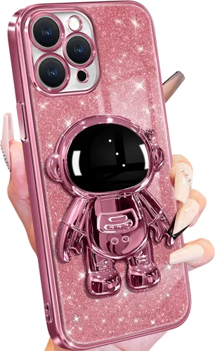 Miniatura 36 de Buleens Funda para iPhone 13 Pro Astronauta, Fundas Transparentes para iPhone 13 Pro con Papel Brillante y Soporte de Astronauta, Mujeres Niñas Rosa