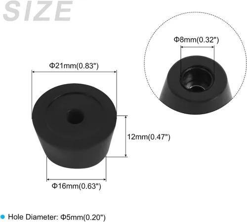 Miniatura 2 de METALLIXITY Pies de goma para parachoques (0.827 x 0.472 in/0.83 x 0.47 pulgadas), 4 unidades, almohadillas redondas para patas protectoras de suelo