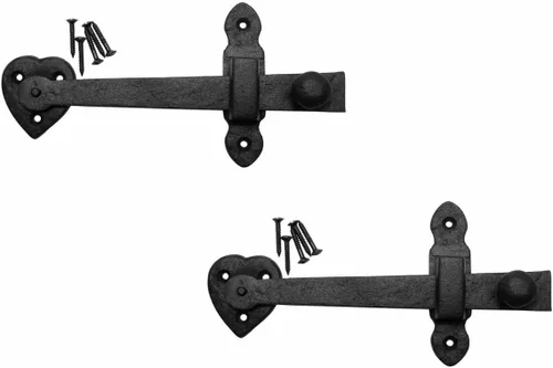 Miniatura 22 de Renovators Supply Manufacturing Cerradura de puerta de hierro forjado negro de 6.5 pulgadas con herrajes de montaje