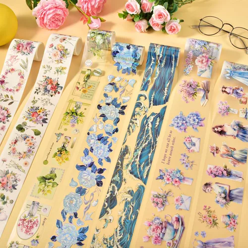 Miniatura 4 de Washi Tape - Cinta adhesiva decorativa de PET para manualidades, diarios, planificadores, suministros de álbumes de recortes, calcomanías de diseño
