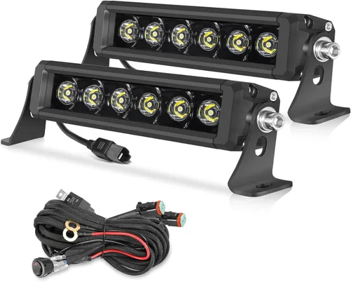 Miniatura 12 de OFFROADTOWN 8inch 120W 2pcs LED Light Bar Amber Single Row Fog Lights LED Pods Slim Offroad Driving Lights Yellow Spot Bumper Light with Wiring