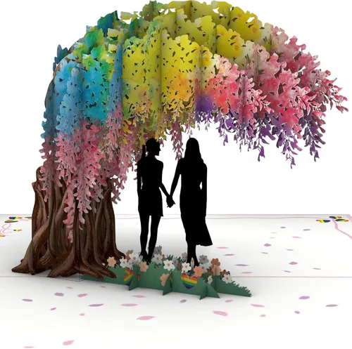 Miniatura 15 de iGifts And Cards Tarjeta emergente de corazón lesbiana 3D – Escultura de amor es amor para el mes del orgullo, salir y día de San Valentín – Regalo
