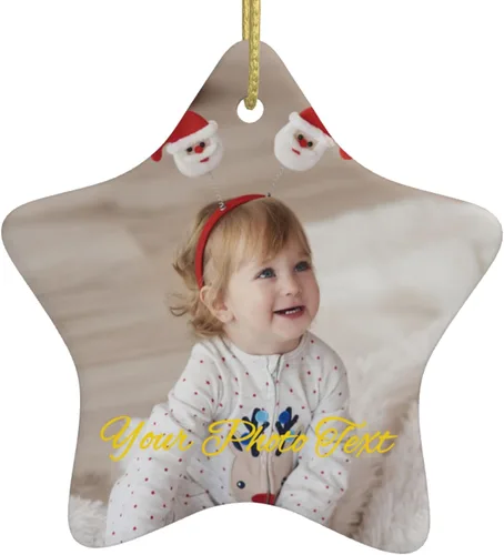 Miniatura 12 de Adornos personalizados para la primera Navidad del bebé, adornos colgantes de cerámica con foto de bebé, regalo de recuerdo para bebé recién nacido