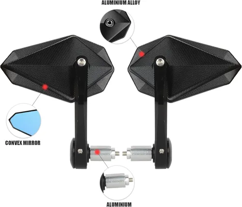 Miniatura 4 de LKV Espejos de extremo de barra de motocicleta de 7/8 pulgadas de 0.866 in – Espejos retrovisores laterales de motocicleta anti-azul 360 grados CNC