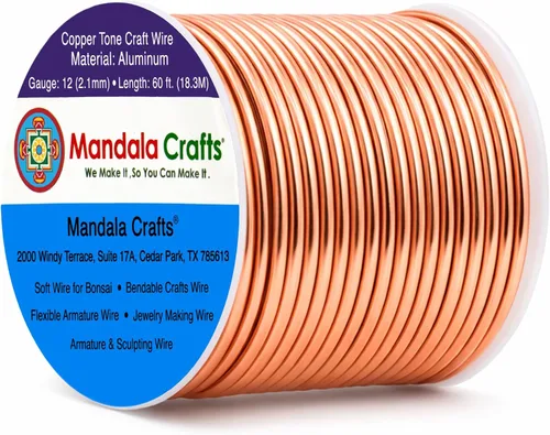 Miniatura 176 de Mandala Crafts - Alambre de aluminio anodizado de 8 calibre para hacer joyas - 9.75 m de alambre flexible negro colorido - Flexible para bonsái