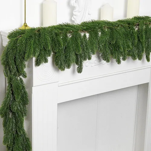 Miniatura 7 de Guirnalda de Pino Norfolk de Toque Realista de 9.8 Pies, Guirnalda de Ciprés de Pinos Artificiales Verdes, Guirnaldas de Pino Navideñas Falsas