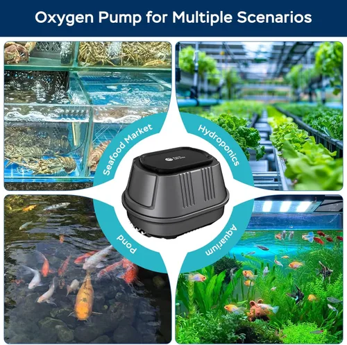 Miniatura 7 de AquaMiracle Aquarium Air Pump 3W/6W/10W, Super Quiet Powerful Fish Tank Air Pump with Double-Layer Sound Insulation, Adjustable Pond Aerator Pump