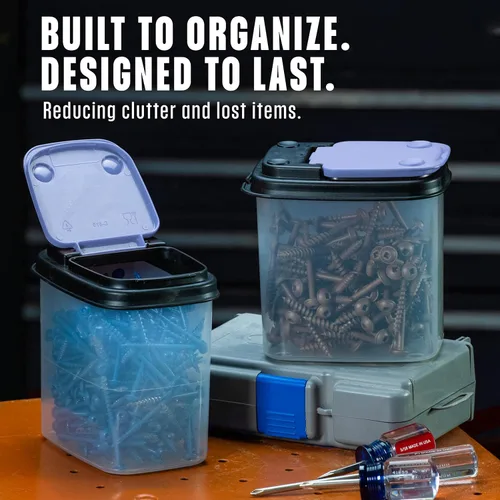 Miniatura 7 de Buddeez Contenedores de almacenamiento multiusos, cubos pequeños de almacenamiento de brocas y pernos, organizadores de hardware, recipientes Azul