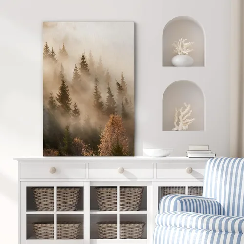 Miniatura 3 de SIGNFORD Lienzo impreso para pared, bosque brumoso, amanecer, bosques encantados y luz matutina, fotografía, realismo, decorativo, escénico