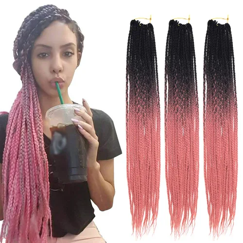 Miniatura 25 de Extensiones de cabello trenzado tipo box de 24 pulgadas, hechas a mano, para mujeres y niñas, extensiones de cabello trenzado, 24#, 3 paquetes, 22