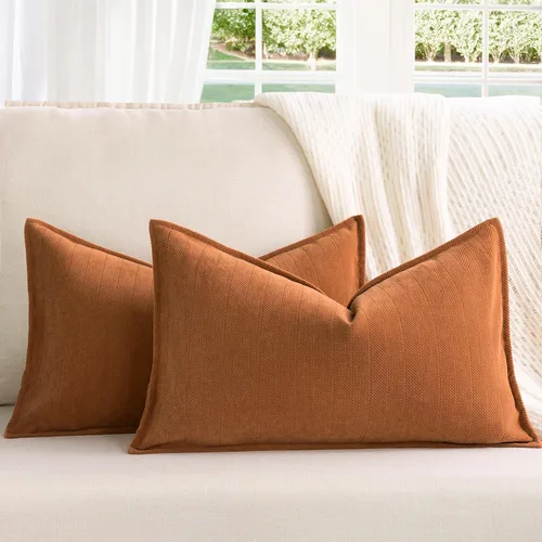 Miniatura 51 de ZWJD Fundas de Almohada para Lanzar de Color Rust 18x18 Juego de 2 Fundas de Almohada de Chenilla con Diseño Elegante Fundas de Almohada Decorativas
