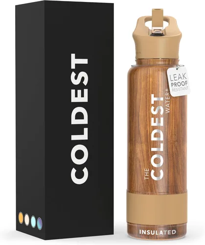 Miniatura 5 de Coldest - Botella para agua con tapa que incluye pajilla, térmica y metálica (acero inoxidable), para hombres y mujeres, color morado
