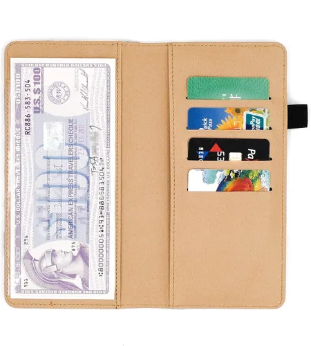 Miniatura 2 de Menesia Funda de chequera para hombres y mujeres RFID de cuero a cuadros