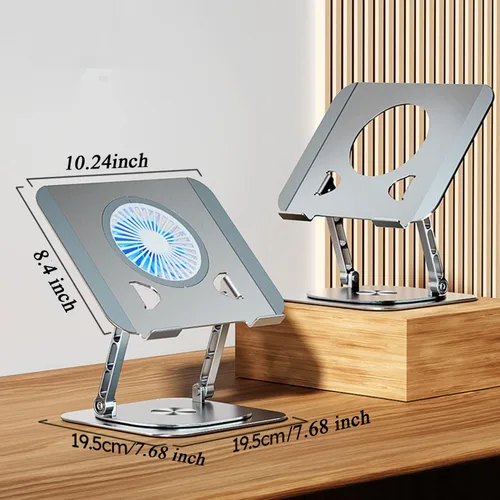 Miniatura 8 de Ventilador de soporte para laptop con base giratoria giratoria de 360°, altura elevadora de 10 pulgadas ajustable para escribir, ver, presentación