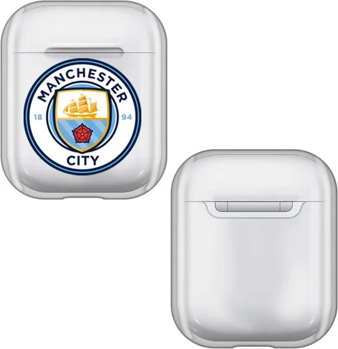 Head Case Designs Funda de carga con licencia oficial del Manchester City Man City FC con logotipo de insignia, transparente y de cristal duro