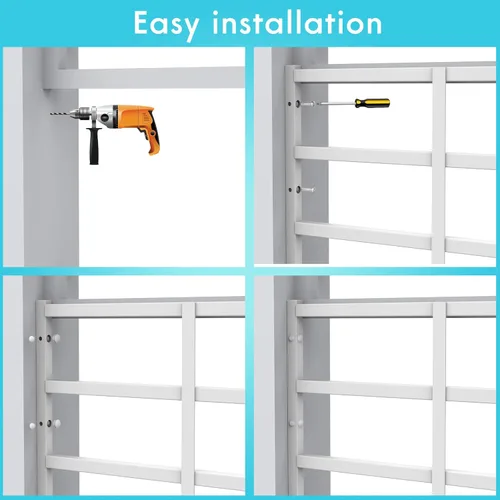 Miniatura 3 de Protector de seguridad fijo para ventana de 19 x 38 pulgadas, paquete de 2 unidades de ancho ajustable que evita caídas accidentales, sin salida