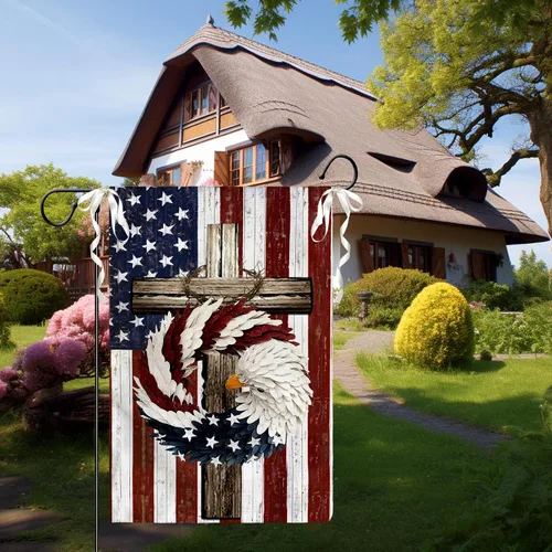 Miniatura 5 de Bandera de jardín floral de verano (bandera de jardín de águila del 4 de julio)