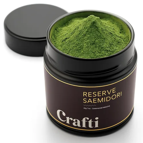 Miniatura 16 de Crafti Polvo de matcha de grado ceremonial (orgánico) – Polvo de té verde matcha japonés auténtico sin azúcar de Uji, Kyoto para lattes de grado
