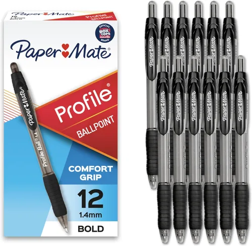 Miniatura 7 de Bolígrafos retráctiles Paper Mate Profile, colores surtidos, punta redonda 1.4mm agarre suave tinta vibrante 144