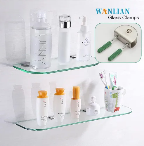 Miniatura 2 de WANLIAN 8 soportes de vidrio cepillado para montaje en pared, soportes de estante de vidrio flotante para estantes de vidrio de 1/4 pulgadas
