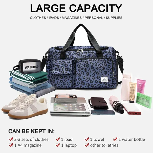 Miniatura 98 de Pequeña bolsa de gimnasio para mujer, bolsa de viaje con compartimento para zapatos
