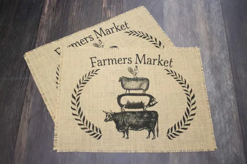 Miniatura 3 de Farmers Market - Juego de dos manteles individuales de arpillera