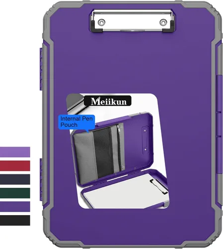Miniatura 12 de Meiikun Portapapeles con almacenamiento, protección resistente a prueba de golpes, bolsa interna para bolígrafo y clip de metal, tableros de clip